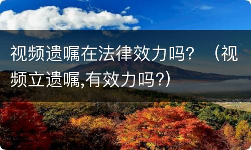 视频遗嘱在法律效力吗？（视频立遗嘱,有效力吗?）