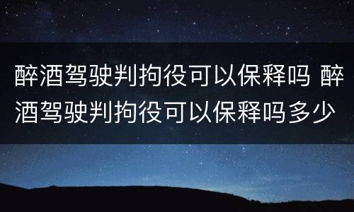 醉酒驾驶判拘役可以保释吗 醉酒驾驶判拘役可以保释吗多少钱