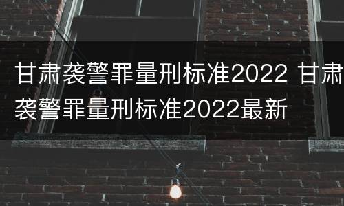 甘肃袭警罪量刑标准2022 甘肃袭警罪量刑标准2022最新