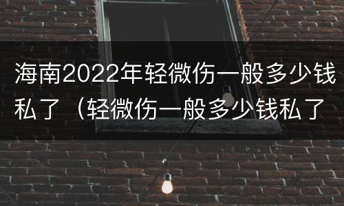 海南2022年轻微伤一般多少钱私了（轻微伤一般多少钱私了 论坛）
