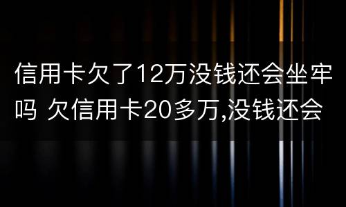 信用卡欠了12万没钱还会坐牢吗 欠信用卡20多万,没钱还会坐牢吗