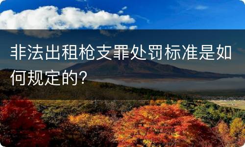 非法出租枪支罪处罚标准是如何规定的?