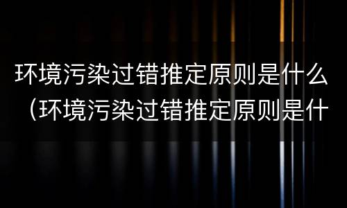 环境污染过错推定原则是什么（环境污染过错推定原则是什么内容）