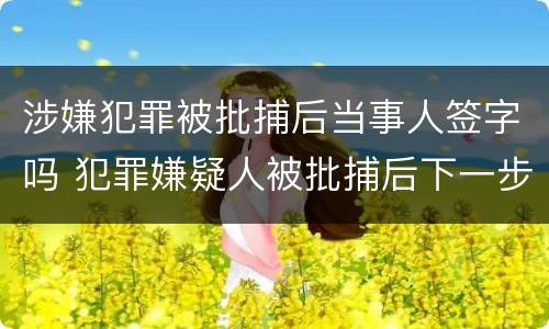涉嫌犯罪被批捕后当事人签字吗 犯罪嫌疑人被批捕后下一步怎么办