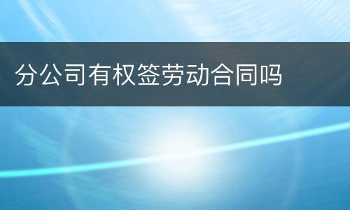 分公司有权签劳动合同吗