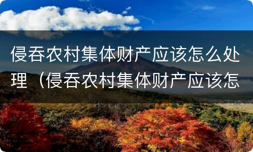 侵吞农村集体财产应该怎么处理（侵吞农村集体财产应该怎么处理呢）