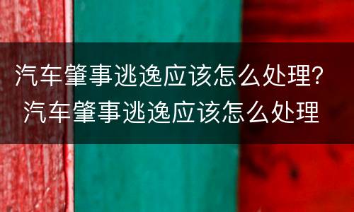汽车肇事逃逸应该怎么处理？ 汽车肇事逃逸应该怎么处理