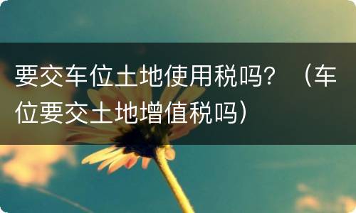 要交车位土地使用税吗？（车位要交土地增值税吗）