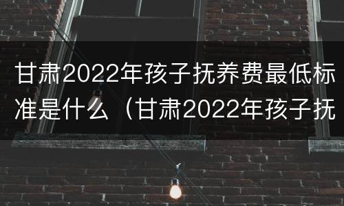甘肃2022年孩子抚养费最低标准是什么（甘肃2022年孩子抚养费最低标准是什么呢）
