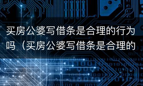 买房公婆写借条是合理的行为吗（买房公婆写借条是合理的行为吗怎么写）