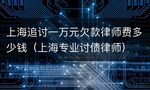 上海追讨一万元欠款律师费多少钱（上海专业讨债律师）