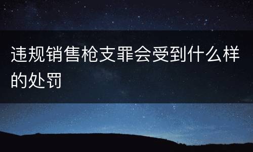 违规销售枪支罪会受到什么样的处罚