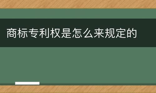 商标专利权是怎么来规定的