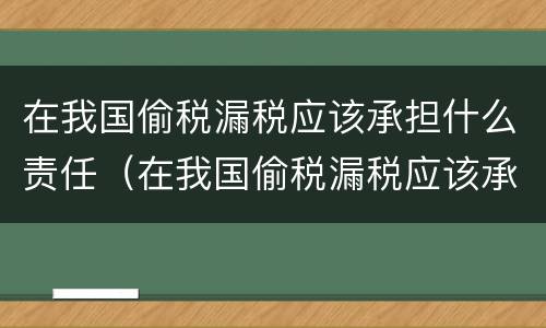 在我国偷税漏税应该承担什么责任（在我国偷税漏税应该承担什么责任和义务）