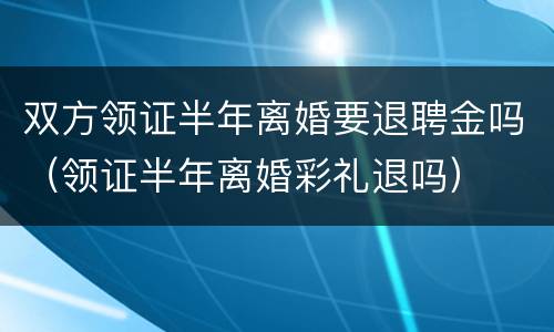 双方领证半年离婚要退聘金吗（领证半年离婚彩礼退吗）