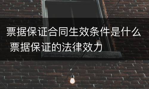 票据保证合同生效条件是什么 票据保证的法律效力