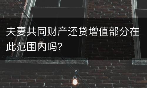 夫妻共同财产还贷增值部分在此范围内吗？