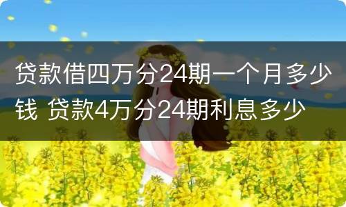 贷款借四万分24期一个月多少钱 贷款4万分24期利息多少