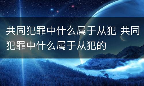 共同犯罪中什么属于从犯 共同犯罪中什么属于从犯的