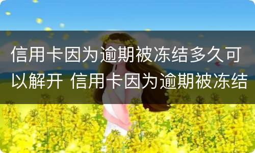信用卡因为逾期被冻结多久可以解开 信用卡因为逾期被冻结多久可以解开呢