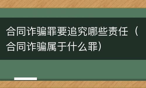 合同诈骗罪要追究哪些责任（合同诈骗属于什么罪）