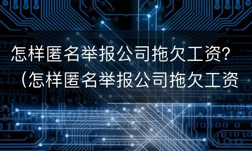 怎样匿名举报公司拖欠工资？（怎样匿名举报公司拖欠工资）
