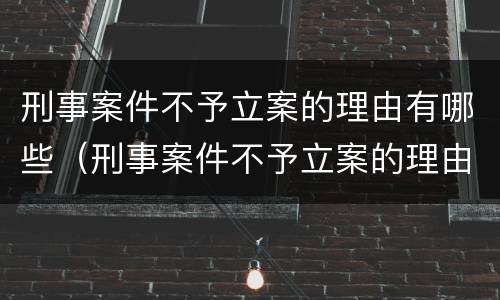 刑事案件不予立案的理由有哪些（刑事案件不予立案的理由有哪些规定）