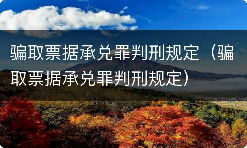骗取票据承兑罪判刑规定（骗取票据承兑罪判刑规定）