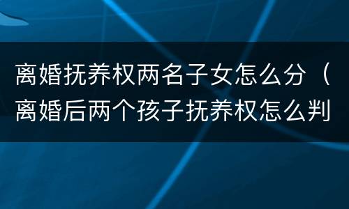 离婚抚养权两名子女怎么分（离婚后两个孩子抚养权怎么判）