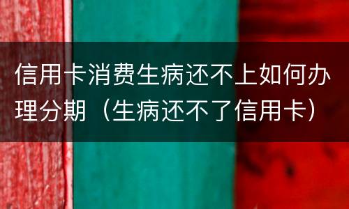 信用卡消费生病还不上如何办理分期（生病还不了信用卡）