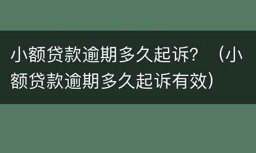 小额贷款逾期多久起诉？（小额贷款逾期多久起诉有效）