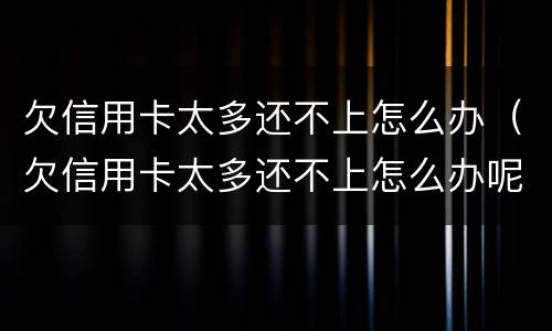 欠信用卡太多还不上怎么办（欠信用卡太多还不上怎么办呢）
