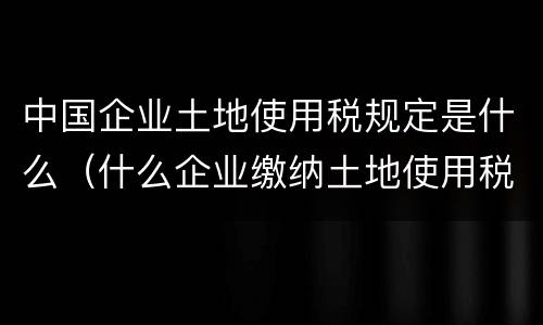 中国企业土地使用税规定是什么（什么企业缴纳土地使用税）