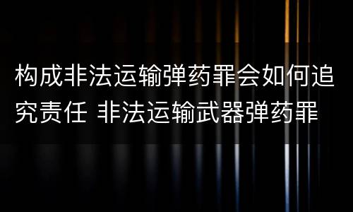 构成非法运输弹药罪会如何追究责任 非法运输武器弹药罪
