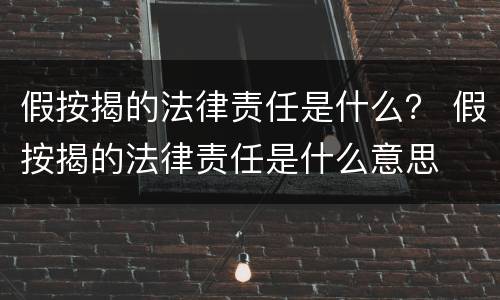 假按揭的法律责任是什么？ 假按揭的法律责任是什么意思