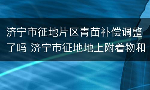 济宁市征地片区青苗补偿调整了吗 济宁市征地地上附着物和青苗补偿标准