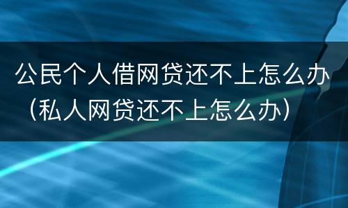 公民个人借网贷还不上怎么办（私人网贷还不上怎么办）
