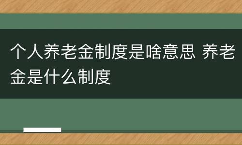 个人养老金制度是啥意思 养老金是什么制度
