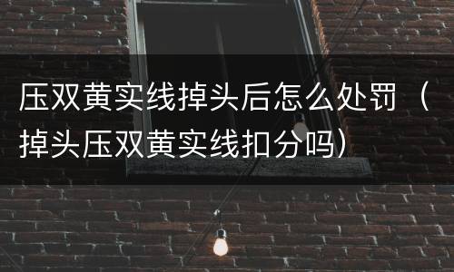 压双黄实线掉头后怎么处罚（掉头压双黄实线扣分吗）