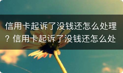 信用卡起诉了没钱还怎么处理? 信用卡起诉了没钱还怎么处理论坛