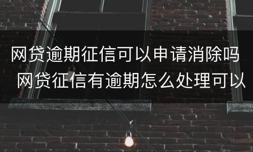 网贷逾期征信可以申请消除吗 网贷征信有逾期怎么处理可以消除