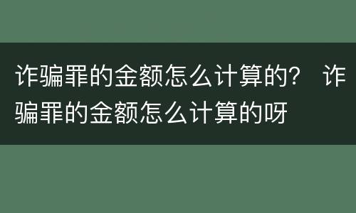 诈骗罪的金额怎么计算的？ 诈骗罪的金额怎么计算的呀