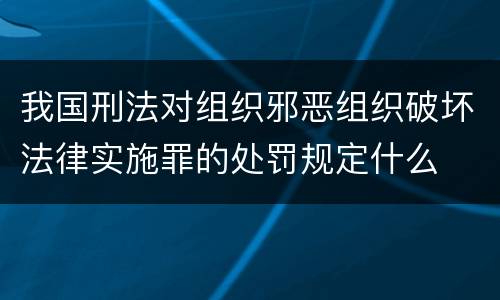 我国刑法对组织邪恶组织破坏法律实施罪的处罚规定什么