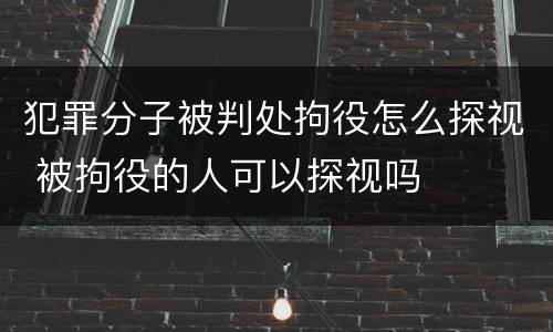 犯罪分子被判处拘役怎么探视 被拘役的人可以探视吗
