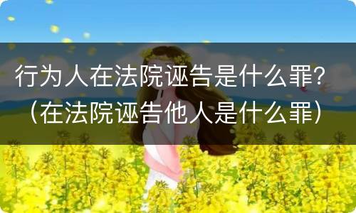 行为人在法院诬告是什么罪？（在法院诬告他人是什么罪）