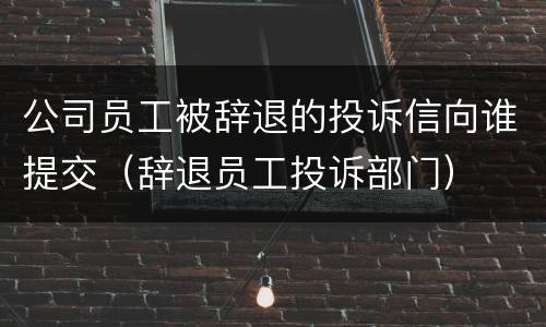 公司员工被辞退的投诉信向谁提交（辞退员工投诉部门）