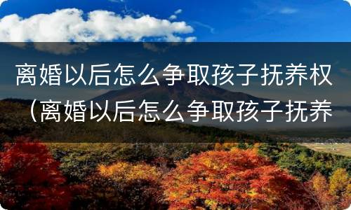 离婚以后怎么争取孩子抚养权（离婚以后怎么争取孩子抚养权呢）