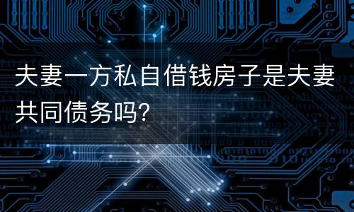 夫妻一方私自借钱房子是夫妻共同债务吗？