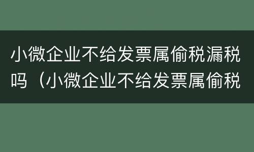 小微企业不给发票属偷税漏税吗（小微企业不给发票属偷税漏税吗）