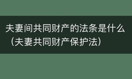 夫妻间共同财产的法条是什么（夫妻共同财产保护法）